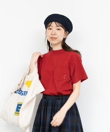 PAR ICI | 度詰め天竺ポケット刺繍 モックネックTシャツ(Tシャツ/カットソー)