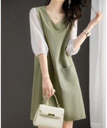 シアーシャツスリーブワンピース