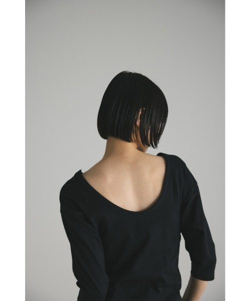 STYLEMIXER（スタイルミキサー）の「organic cotton バックオープンハーフT（Tシャツ/カットソー・レディース・ライトイエロー/ブラック/ホワイト・FREE）」の17枚目の写真