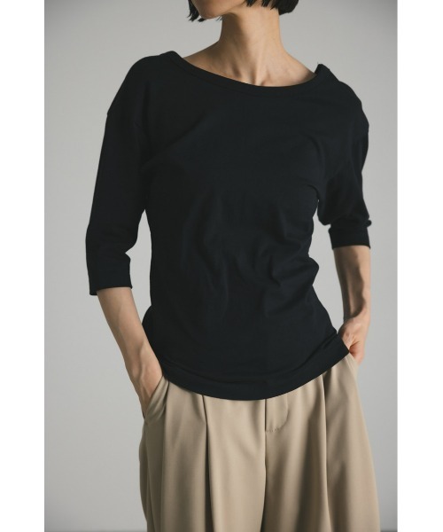 STYLEMIXER（スタイルミキサー）の「organic cotton バックオープンハーフT（Tシャツ/カットソー・レディース・ライトイエロー/ブラック/ホワイト・FREE）」の20枚目の写真