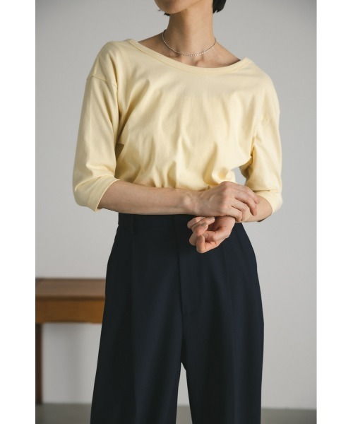 STYLEMIXER（スタイルミキサー）の「organic cotton バックオープンハーフT（Tシャツ/カットソー・レディース・ライトイエロー/ブラック/ホワイト・FREE）」の9枚目の写真