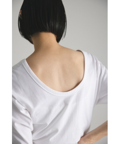 STYLEMIXER（スタイルミキサー）の「organic cotton バックオープンハーフT（Tシャツ/カットソー・レディース・ライトイエロー/ブラック/ホワイト・FREE）」の22枚目の写真