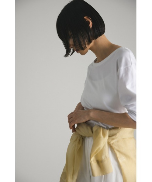 STYLEMIXER（スタイルミキサー）の「organic cotton バックオープンハーフT（Tシャツ/カットソー・レディース・ライトイエロー/ブラック/ホワイト・FREE）」の19枚目の写真