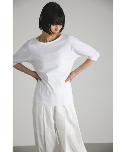 STYLEMIXER（スタイルミキサー）の「organic cotton バックオープンハーフT（Tシャツ/カットソー・レディース・ライトイエロー/ブラック/ホワイト・FREE）」の10枚目の写真