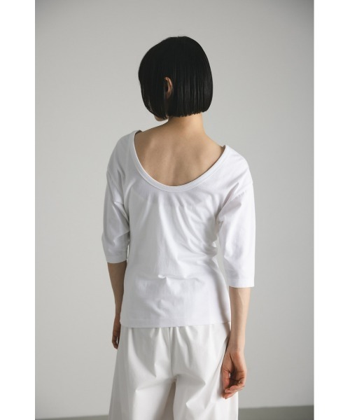 STYLEMIXER（スタイルミキサー）の「organic cotton バックオープンハーフT（Tシャツ/カットソー・レディース・ライトイエロー/ブラック/ホワイト・FREE）」の13枚目の写真