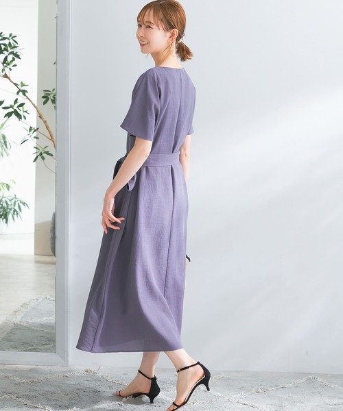 【美品】『UR TECH DRYLUXE』ブイネックフレアースリーブワンピース URBAN RESEARCH ROSSO WOMEN（アーバンリサーチ ロッソ）の