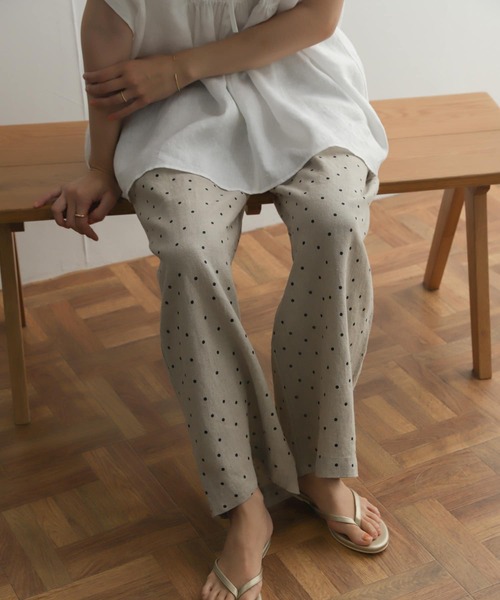 URBAN RESEARCH DOORS（アーバンリサーチドアーズ）の「リネンドットイージーパンツ（その他パンツ・レディース・ナチュラル/ブラック・MEDIUM）」の13枚目の写真