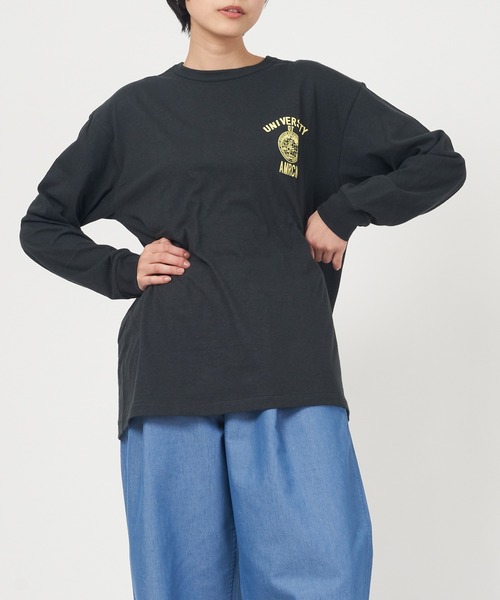 AMERICANA（アメリカーナ）の「AMERICANA COLLABORATION LONG-TEE アメリカーナ コラボ ロング Tシャツ（Tシャツ/カットソー・レディース・ブラック/ブラウン/ホワイト/パープル・FREE）」の2枚目の写真