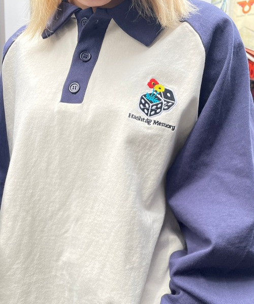 【MEMORY】 raglan long sleeve polo shirt / ラグラン 長袖 ポロシャツ（ポロシャツ）｜#MEMORY（メモリー）