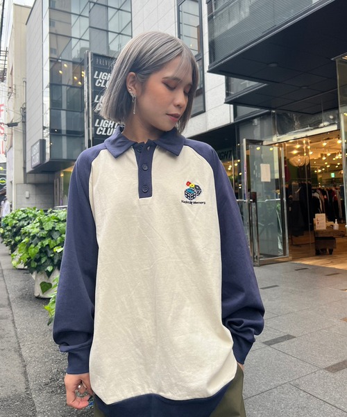 【MEMORY】 raglan long sleeve polo shirt / ラグラン 長袖 ポロシャツ（ポロシャツ）｜#MEMORY（メモリー）