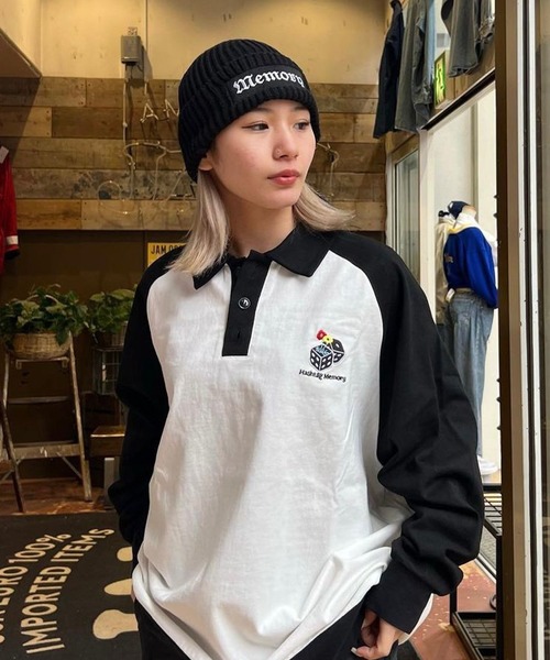 【MEMORY】 raglan long sleeve polo shirt / ラグラン 長袖 ポロシャツ（ポロシャツ）｜#MEMORY（メモリー）