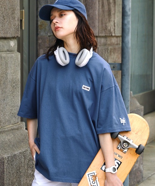 ZOO YORK（ズーヨーク）の「ZOO YORK/ズーヨーク 別注 ラバーネーム/ロゴ刺繍 ビッグシルエット半袖Tシャツ（Tシャツ/カットソー・メンズ・ブルー/ホワイト/グリーン/ピンク/ブラック/ベージュ・L/M）」の5枚目の写真