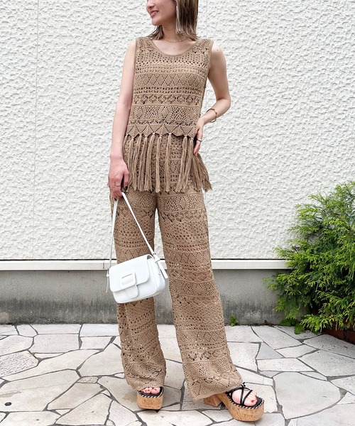 MISSONI★素敵！スパンコール装飾クロシェニットフレアパンツ MISSONI☆素敵！スパンコール装飾クロシェニットフレアパンツ