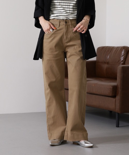 atONE(アットワン)の「atONE カラーツイルワイドパンツ(その他パンツ・レディース・ブラック/ベージュ/カーキ・4L/L/LL/3L/M)」の2枚目の写真