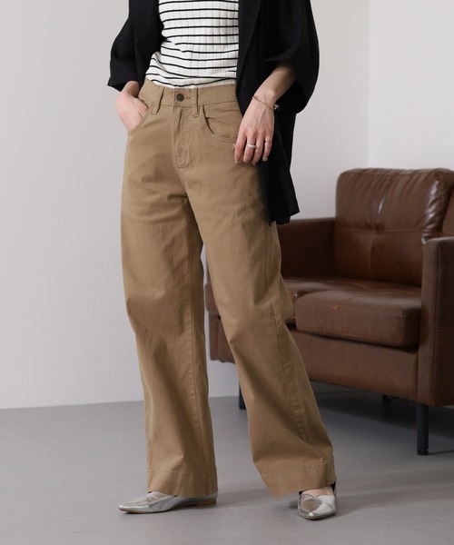 atONE(アットワン)の「atONE カラーツイルワイドパンツ(その他パンツ・レディース・ブラック/ベージュ/カーキ・4L/L/LL/3L/M)」の5枚目の写真