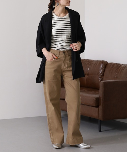 atONE(アットワン)の「atONE カラーツイルワイドパンツ(その他パンツ・レディース・ブラック/ベージュ/カーキ・4L/L/LL/3L/M)」の6枚目の写真