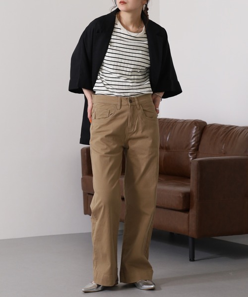 atONE(アットワン)の「atONE カラーツイルワイドパンツ(その他パンツ・レディース・ブラック/ベージュ/カーキ・4L/L/LL/3L/M)」の7枚目の写真