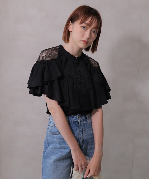 【セール】レースショルダーローフリルブラウス（シャツ/ブラウス）｜LADYMADE（レディメイド）
