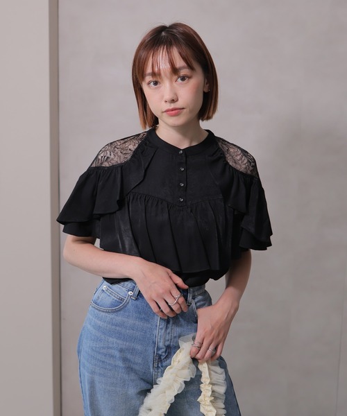 【セール】レースショルダーローフリルブラウス（シャツ/ブラウス）｜LADYMADE（レディメイド）