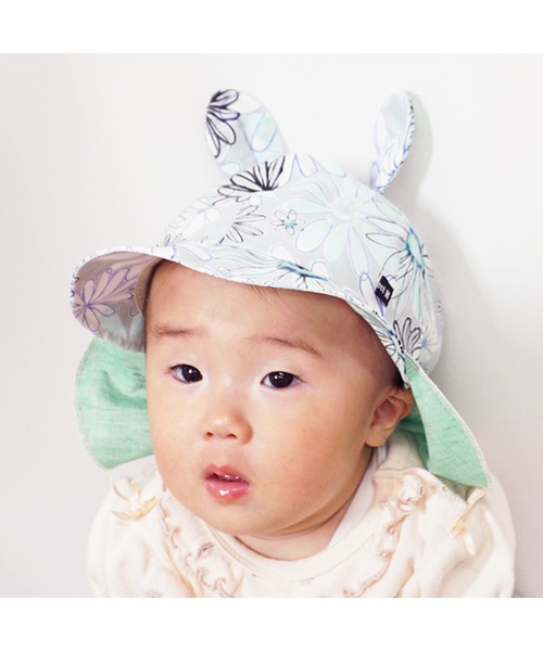 connect M(コネクトエム)の「うさ耳日除け付CAP(キャップ・キッズ・ライトイエロー/ライトグリーン/ネイビー・S)」の2枚目の写真