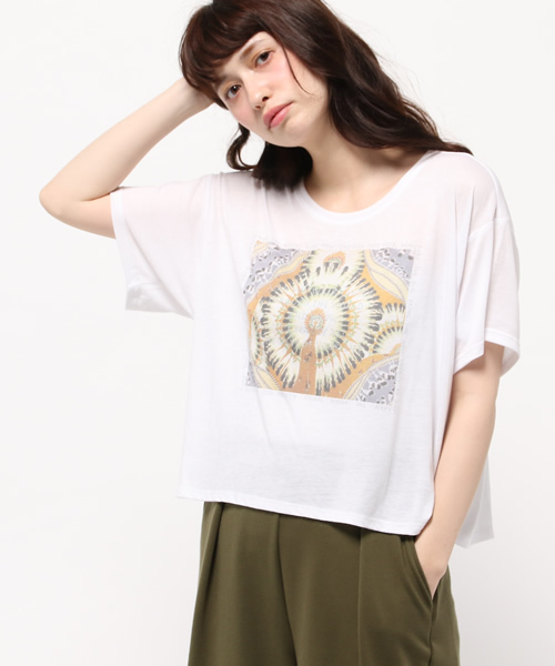 ROSE BUD(ローズバッド)の「(CAPTURE)4-205-SSC SEDONA S/S CROP TEE(Tシャツ/カットソー・レディース・ホワイト/ヘザ-グレー・SMALL)」の1枚目の写真