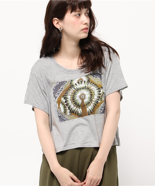 ROSE BUD(ローズバッド)の「(CAPTURE)4-205-SSC SEDONA S/S CROP TEE(Tシャツ/カットソー・レディース・ホワイト/ヘザ-グレー・SMALL)」の2枚目の写真