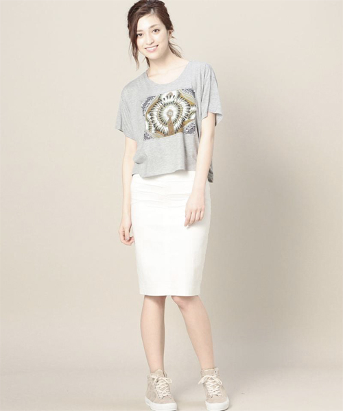 ROSE BUD(ローズバッド)の「(CAPTURE)4-205-SSC SEDONA S/S CROP TEE(Tシャツ/カットソー・レディース・ホワイト/ヘザ-グレー・SMALL)」の12枚目の写真