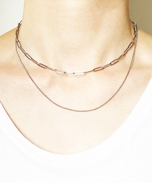 Zoule:stainless N-17 ステンレス 二重チェーンネックレス