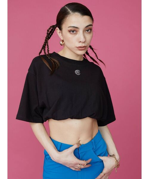 EVRIS（エヴリス）の「ワンポイントクロップドTシャツ（Tシャツ/カットソー・レディース・ブラック/パープル/ホワイト・FREE）」の5枚目の写真