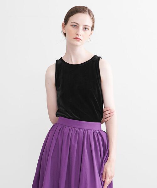 AEWEN MATOPH（イウエン マトフ）の「＜AEWEN MATOPH＞ベロア アメリカンスリーブ タンクトップ（Tシャツ/カットソー・レディース・ブラック/ピンク・FREE）」の2枚目の写真