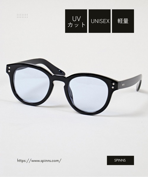 SPINNS（スピンズ）の「黒縁サングラス/ブルーレンズ/クラシック/UVカット/ユニセックス（サングラス・メンズ・ブラック系その他/ブラック×ブルー・ONESIZE）」の2枚目の写真