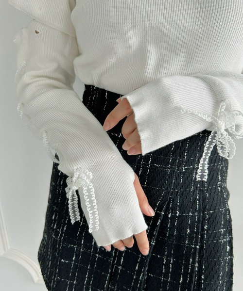 Loueme（ルエム）の「4WAYレースアップハイネックニットトップス（Tシャツ/カットソー・レディース・ホワイト/ブラック・FREE）」の22枚目の写真