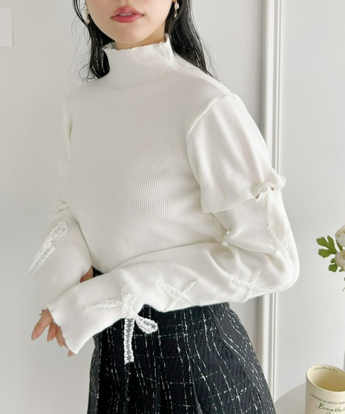 Loueme（ルエム）の「4WAYレースアップハイネックニットトップス（Tシャツ/カットソー・レディース・ホワイト/ブラック・FREE）」の14枚目の写真
