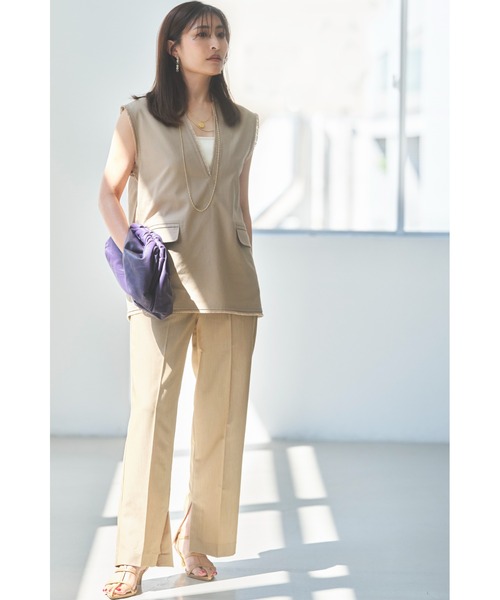 &. NOSTALGIA（アンドドットノスタルジア）の「ヘムスリットストレートパンツ（その他パンツ・レディース・ベージュ/ピンク・SMALL/MEDIUM）」の6枚目の写真