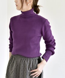 リブ ニット タートルネック」に該当するパープル/紫色系の