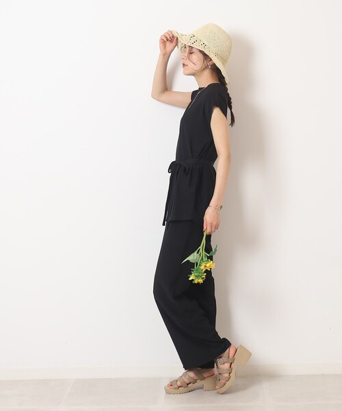 Cutie Blonde（キューティーブロンド）の「◆【セットアップ可】さらっと軽やか ウエストリボントップス（Tシャツ/カットソー・レディース・ブルー/ブラウン系その他/ブラック・01/02/03）」の8枚目の写真