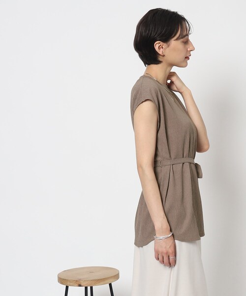 Cutie Blonde（キューティーブロンド）の「◆【セットアップ可】さらっと軽やか ウエストリボントップス（Tシャツ/カットソー・レディース・ブルー/ブラウン系その他/ブラック・01/02/03）」の19枚目の写真