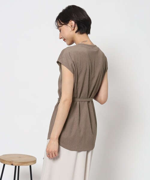 Cutie Blonde（キューティーブロンド）の「◆【セットアップ可】さらっと軽やか ウエストリボントップス（Tシャツ/カットソー・レディース・ブルー/ブラウン系その他/ブラック・01/02/03）」の14枚目の写真