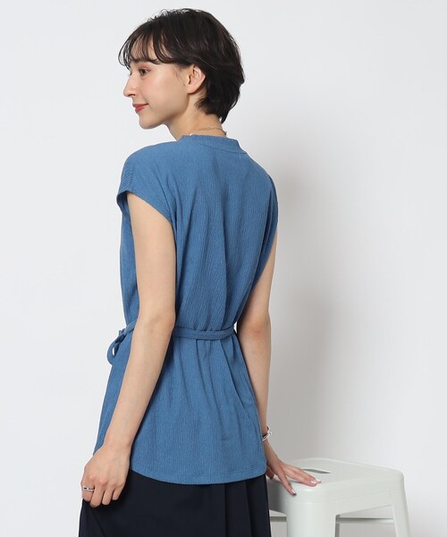 Cutie Blonde（キューティーブロンド）の「◆【セットアップ可】さらっと軽やか ウエストリボントップス（Tシャツ/カットソー・レディース・ブルー/ブラウン系その他/ブラック・01/02/03）」の10枚目の写真