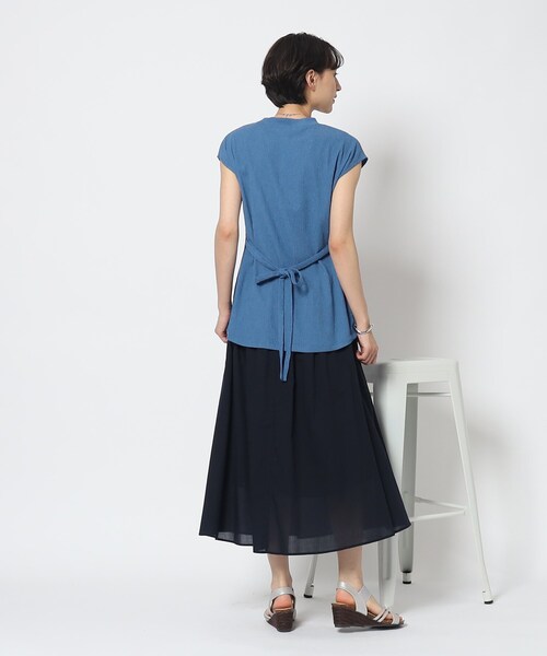 Cutie Blonde（キューティーブロンド）の「◆【セットアップ可】さらっと軽やか ウエストリボントップス（Tシャツ/カットソー・レディース・ブルー/ブラウン系その他/ブラック・01/02/03）」の15枚目の写真