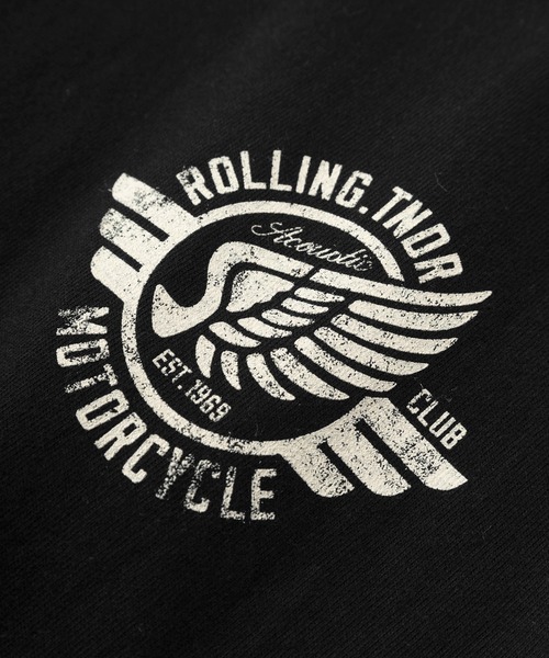 Acoustic(アコースティック)の「【Acoustic/アコースティック】ワンポイント&バックプリントデザイン モーターサイクル ウィングロゴ 半袖Tシャツ/アメカジ/バイカー(Tシャツ/カットソー・メンズ・ブラック/ホワイト・M/L/XL)」の6枚目の写真