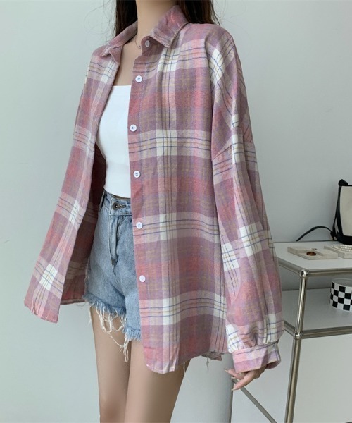FREE STYLISTS(フリー スタイリスト)の「YUGA_YGMC ボリュームスリーブ チェック柄シャツブラウス(シャツ/ブラウス・レディース・イエロー/グリーン/ブルー/ブラック/ベビーピンク・FREE)」の17枚目の写真