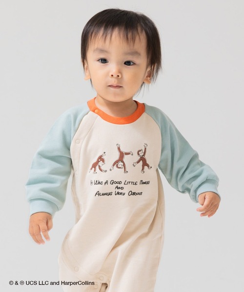 セール】おさるのジョージ / 長袖カバーオール（ロンパース