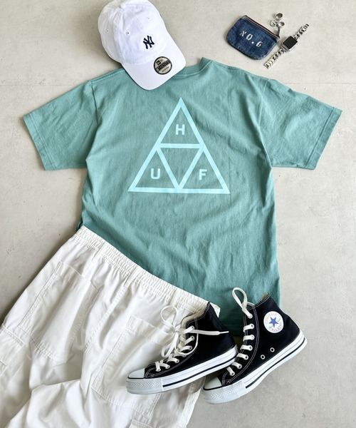 HUF（ハフ）の「HUF(ハフ)/トリプルトライアングルロゴ バックプリント ワンポイント半袖Ｔシャツ/HUF SET TT S/S TEE（Tシャツ/カットソー・メンズ・ネイビー/サンドベージュ/ホワイト/グリーン/ライトブルー/ブラック・S/M/L/XL）」の14枚目の写真
