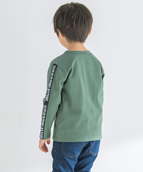 BeBe（ベベ）の「フロッキープリントロゴTシャツ(80~150cm)（Tシャツ/カットソー・キッズ・オフホワイト/グリーン・110cm/130cm/120cm/90cm/100cm/150cm/140cm）」の5枚目の写真