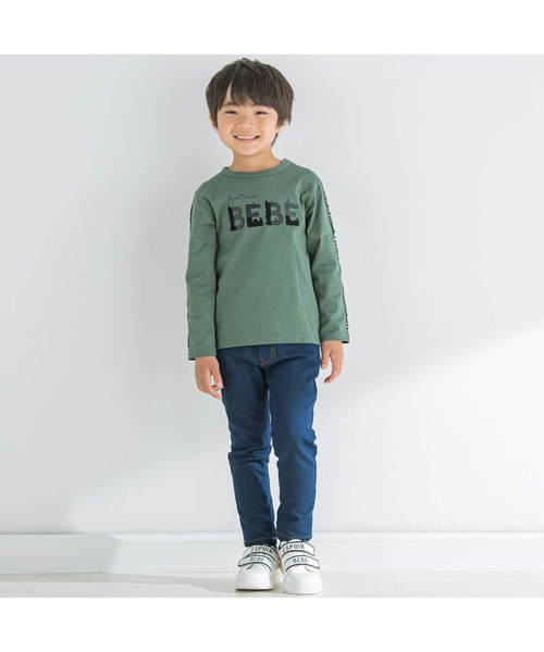 BeBe（ベベ）の「フロッキープリントロゴTシャツ(80~150cm)（Tシャツ/カットソー・キッズ・オフホワイト/グリーン・110cm/130cm/120cm/90cm/100cm/150cm/140cm）」の21枚目の写真