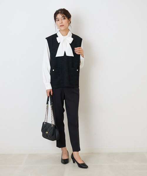 DRESKIP（ドレスキップ）の「◆インしない派さんの 上品 カットツイード Vネックベスト（ベスト・レディース・ブラック/ベージュ系その他2/ブラック系3・02/03）」の21枚目の写真