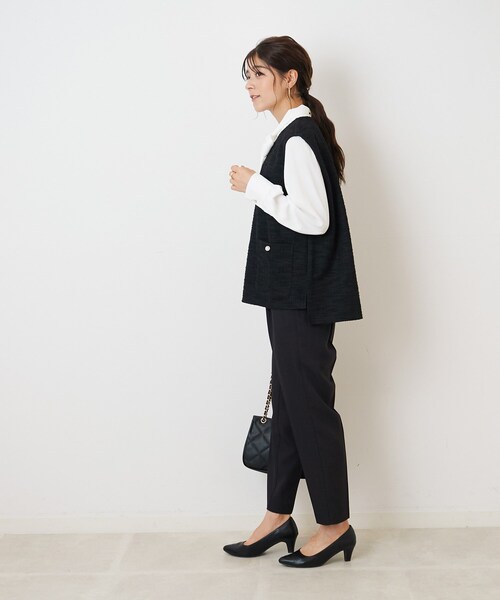 DRESKIP（ドレスキップ）の「◆インしない派さんの 上品 カットツイード Vネックベスト（ベスト・レディース・ブラック/ベージュ系その他2/ブラック系3・02/03）」の8枚目の写真