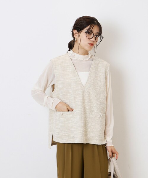 DRESKIP（ドレスキップ）の「◆インしない派さんの 上品 カットツイード Vネックベスト（ベスト・レディース・ブラック/ベージュ系その他2/ブラック系3・02/03）」の19枚目の写真