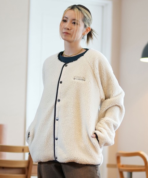 Columbia（コロンビア）の「columbia/コロンビア SEATTLE MOUNTAIN II JACKET ジャケット リバーシブル オープンカラー ルーズシルエット AE5693（ノーカラーコート・レディース・ホワイト×ブラック/マルチ/ブラック/ベージュ系その他・S/M/L）」の6枚目の写真